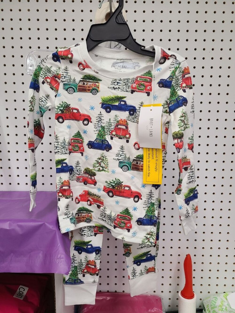 Hart + Land Organic Cotton Holiday Pajama Set Christmas Cars Print Size 3T Long